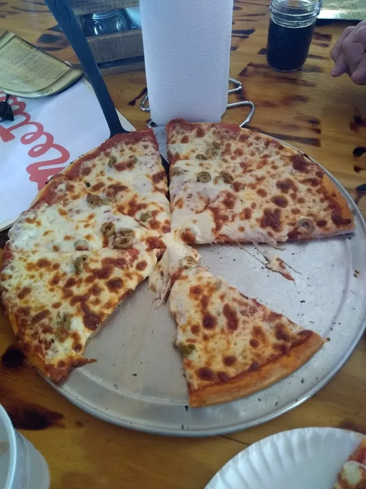 Pepperoni Pizza with Green Olives